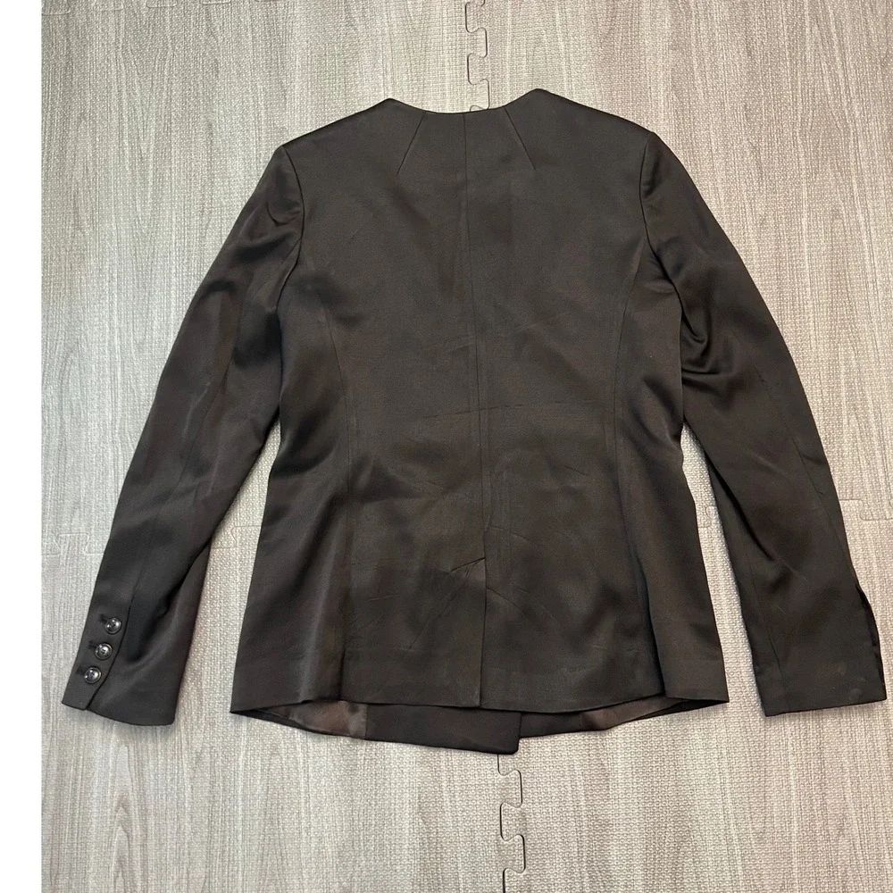 FRAME Noir Black Double Breasted Collarless Blazer  Size‎ 2